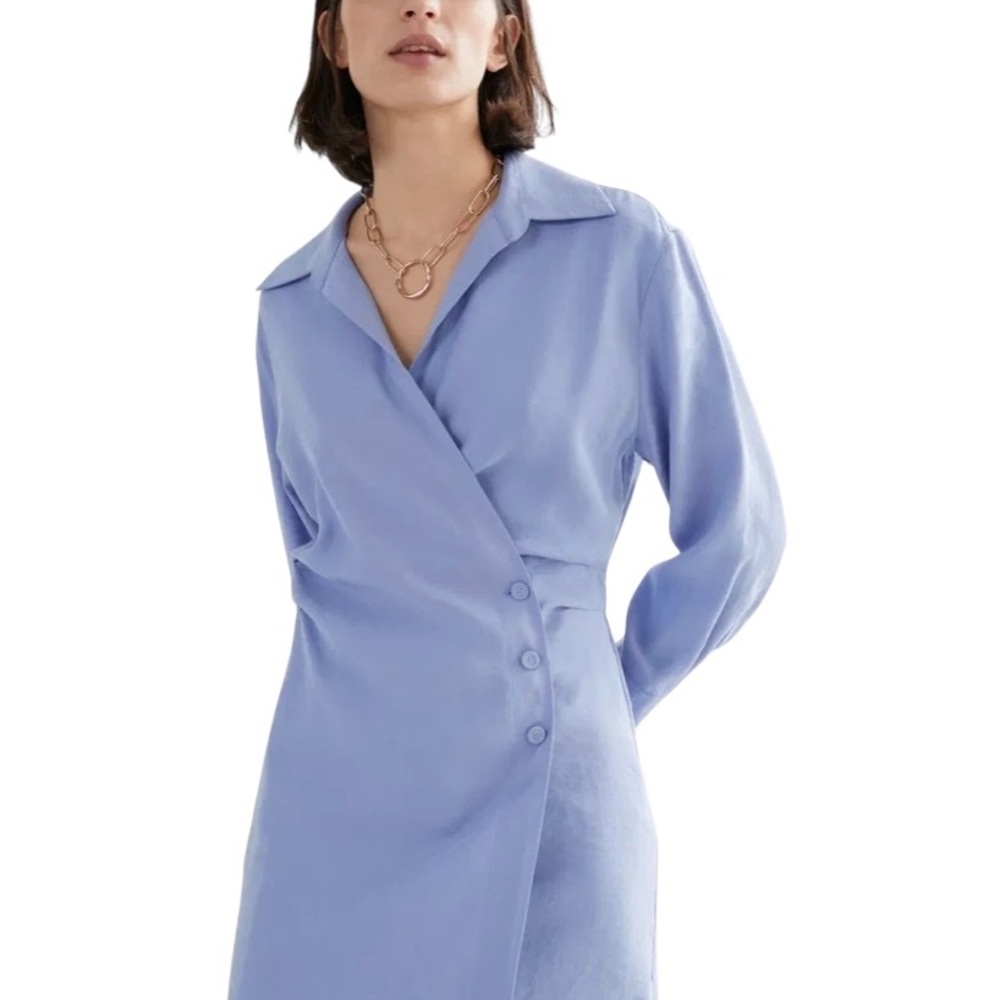 & OTHER STORIES Asymmetric Mini Shirt Dress Light Blue size 10 - Picture 7 of 11